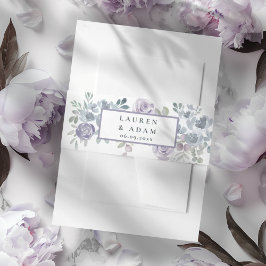 Modern Purple & Blue Floral Wedding  招待状ベリーバンド