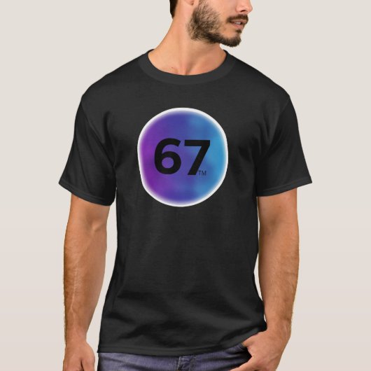 Modern Purple Blue Nebula 67 Circle Slogan Tee Tシャツ (正面)