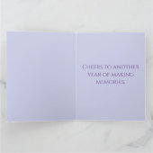 Modern Purple & Blue Squares With Flowers Birthday カード (内部)