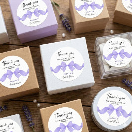 Modern Purple Bow Bridal Shower Thank You Favor  ラウンドシール