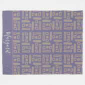 modern  Purple brown personalized name monogram フリースブランケット (正面(横))