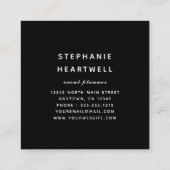 Modern Purple Brushed Metal White Marble Black スクエア名刺 (裏面)