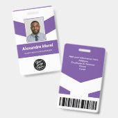 Modern Purple Chevron Professional ID Badge バッジ (Front & Back)