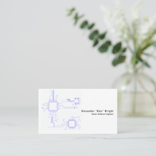 Modern Purple Circuit Board Software Engineer 名刺 (スタンド正面)