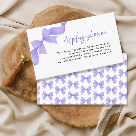 Modern Purple Coquette Bow Display Shower エンクロージャーカード