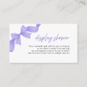 Modern Purple Coquette Bow Display Shower エンクロージャーカード (正面)