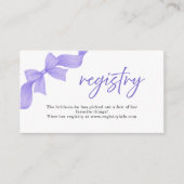 Modern Purple Coquette Bow Registry Enclosure Card エンクロージャーカード (正面)