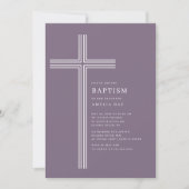 Modern Purple Cross Baptism Invitation 招待状 (正面)