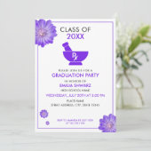 Modern Purple Floral Pharmacist Graduation Party 招待状 (スタンド正面)