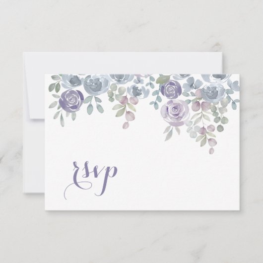 Modern  Purple Floral Rsvp Wedding (正面)