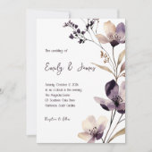 Modern Purple Floral Wedding 招待状 (正面)
