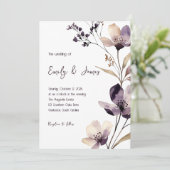 Modern Purple Floral Wedding 招待状 (スタンド正面)