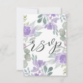 Modern Purple Floral Wedding RSVP (正面)