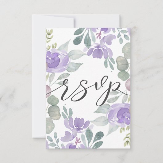 Modern Purple Floral Wedding RSVP (正面)