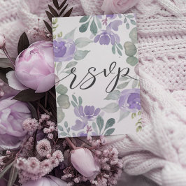 Modern Purple Floral Wedding RSVP