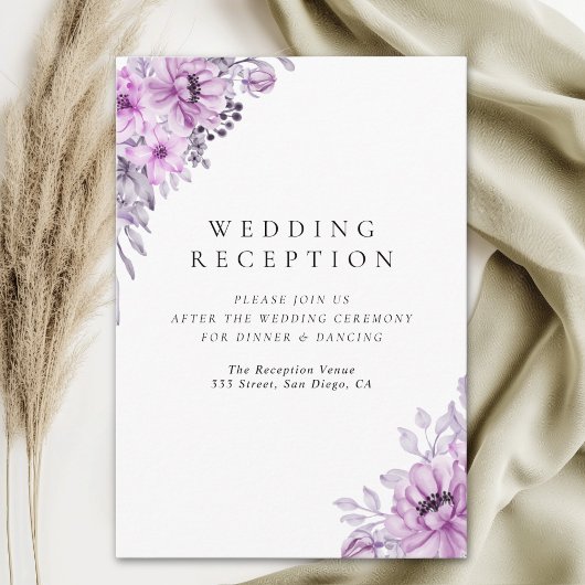 Modern Purple Floral Wedding Stationery  エンクロージャーカード