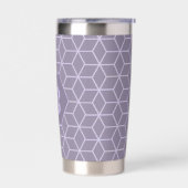Modern Purple Geometric Cubes Pattern Monogram 保温保冷タンブラー (左面)