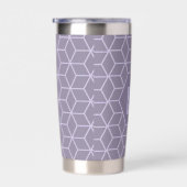 Modern Purple Geometric Cubes Pattern Monogram 保温保冷タンブラー (右面)