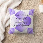 Modern Purple Geometric Love Quote Throw Pillow | クッション (ブランケット)