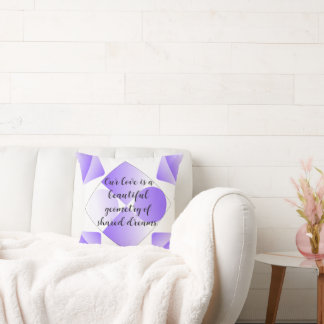 Modern Purple Geometric Love Quote Throw Pillow | クッション