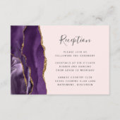 Modern Purple Gold Agate Blush Wedding Reception エンクロージャーカード (正面)