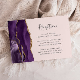 Modern Purple Gold Agate Blush Wedding Reception エンクロージャーカード