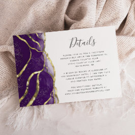 Modern Purple Gold Ink Wedding Details エンクロージャーカード