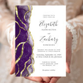Modern Purple Gold Ink Wedding Invitation 招待状