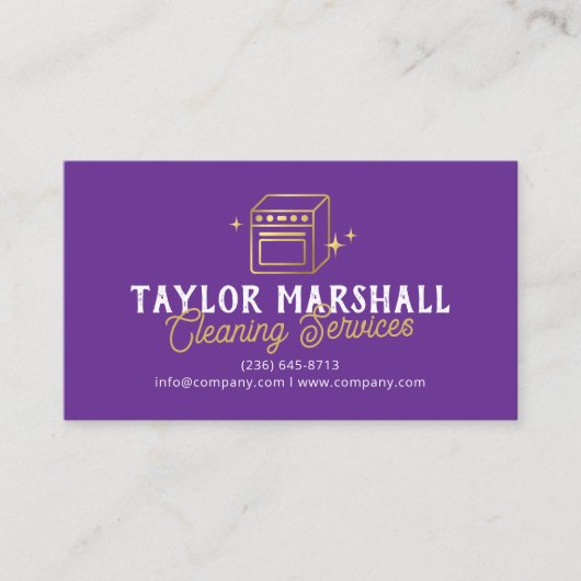 Modern Purple Gold Oven Cleaning Service 名刺 (正面)