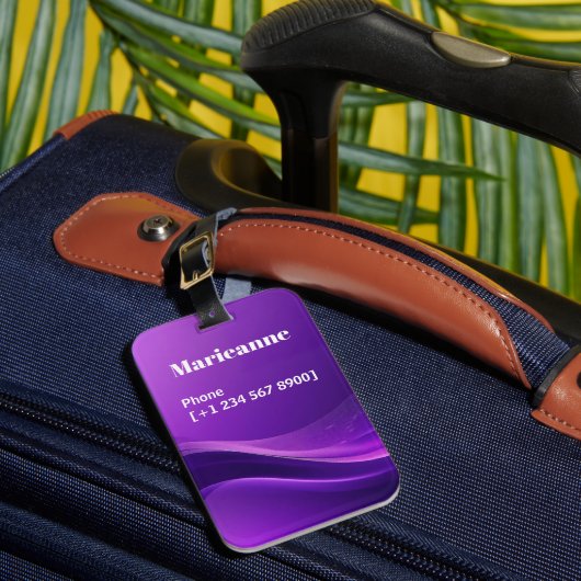 Modern Purple Gradient Wave Minimalist ラゲッジタグ (正面インサイチュ1)