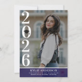 Modern Purple Graduation Cap Senior Photo 招待状 (正面)