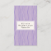 Modern Purple Hand Drawn Stripes Trendy QR Code 名刺 (正面)