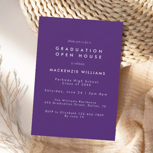Modern Purple High School Graduation Invitation サンキューカード