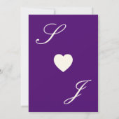 Modern purple Ivory Floral Monogram Wedding 招待状 (裏面)