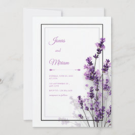 Modern Purple Lavender Black Purple Frame Wedding 招待状