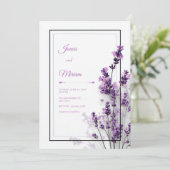 Modern Purple Lavender Black Purple Frame Wedding 招待状 (スタンド正面)