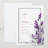 Modern Purple Lavender Black Purple Frame Wedding 招待状 (正面/裏面)