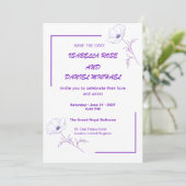 Modern Purple Line Art  Save the Date Wedding Card セーブザデート (スタンド正面)