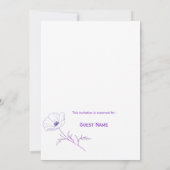 Modern Purple Line Art  Save the Date Wedding Card セーブザデート (裏面)