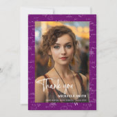 Modern Purple Math Script Photo Graduation  サンキューカード (正面)