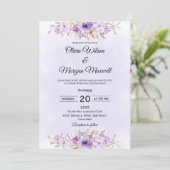 Modern Purple Minimalist Floral Wedding Invitation 招待状 (スタンド正面)