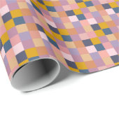 Modern Purple Mustard Checkered Geometric Earthy ラッピングペーパー (ロールコーナー)