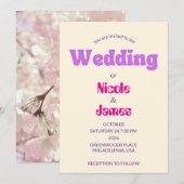 Modern Purple Peach Elegant Wedding Invitation 招待状 (正面/裏面)