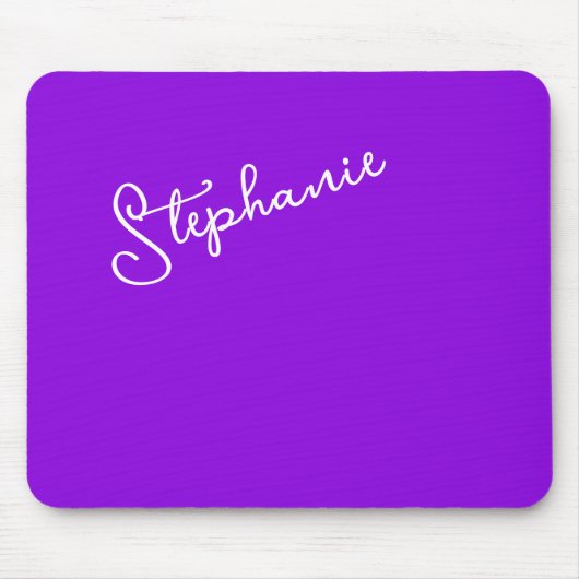 Modern Purple Personalized Name Script Minimalist  マウスパッド (正面)