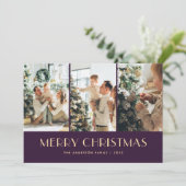 Modern Purple Photo Collage Christmas Card シーズンカード (スタンド正面)