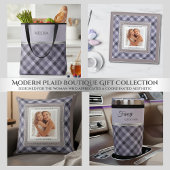 Modern Purple Plaid Boutique Style Tote Bag トートバッグ