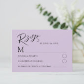 Modern Purple Rose RSVP Wedding Card (スタンド正面)