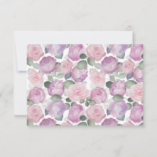 Modern Purple Rose RSVP Wedding Card (裏面)