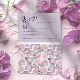 Modern Purple Rose RSVP Wedding Card