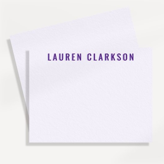 Modern Purple Shadow Name Personalized Note Card セーブザデート